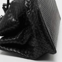 Pre Owned Bottega Veneta Black Intrecciato Leather Medium Roma Tote