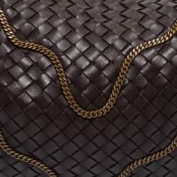 Pre Owned Bottega Veneta Brown Intrecciato Leather Chain Link Hobo