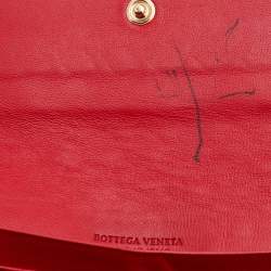مملوكة مسبقًا Bottega Veneta Red Intrecciato Leather Continental Flap Wallet