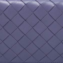 Pre Owned Bottega Veneta Purple Intrecciato Leather Flap Continental Wallet