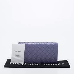 Pre Owned Bottega Veneta Purple Intrecciato Leather Flap Continental Wallet