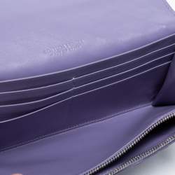 Pre Owned Bottega Veneta Purple Intrecciato Leather Flap Continental Wallet