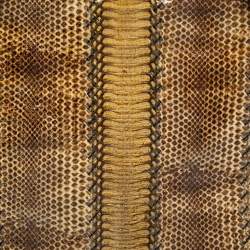 Pre Owned Bottega Veneta Beige Watersnake Double Zip Satchel