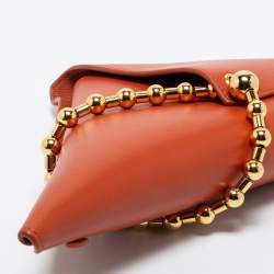 Pre Owned Bottega Veneta Orange Leather Ball Chain Triangle Pouch