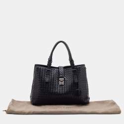 Pre Owned Bottega Veneta Black Intrecciato Leather Roma Tote