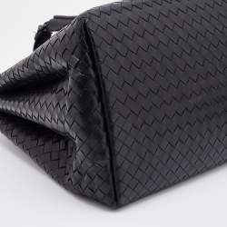 Pre Owned Bottega Veneta Black Intrecciato Leather Roma Tote