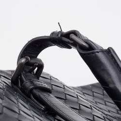 Pre Owned Bottega Veneta Black Intrecciato Leather Roma Tote