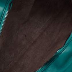 Pre Owned Bottega Veneta Turquoise Intrecciato Leather Monaco Satchel