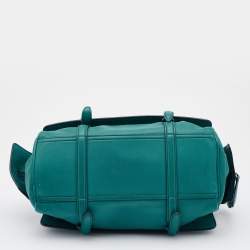 Pre Owned Bottega Veneta Turquoise Intrecciato Leather Monaco Satchel