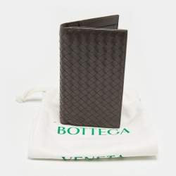 Pre Owned Bottega Veneta Dark Brown Intrecciato Leather Bifold Wallet