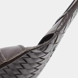 Pre Owned Bottega Veneta Dark Brown Intrecciato Leather Bifold Wallet