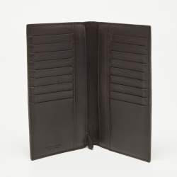 Pre Owned Bottega Veneta Dark Brown Intrecciato Leather Bifold Wallet