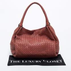 Pre Owned Bottega Veneta Brown Intrecciato Leather Parachute Shoulder Bag