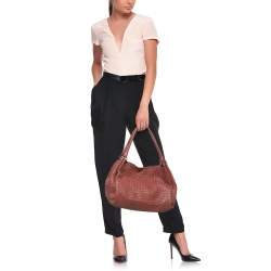 Pre Owned Bottega Veneta Brown Intrecciato Leather Parachute Shoulder Bag