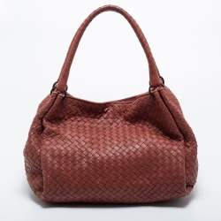 Pre Owned Bottega Veneta Brown Intrecciato Leather Parachute Shoulder Bag