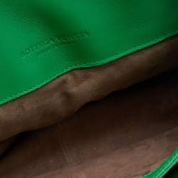 Pre Owned Bottega Veneta Green Karung and Leather Shoulder Bag