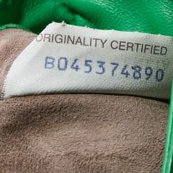 Pre Owned Bottega Veneta Green Karung and Leather Shoulder Bag