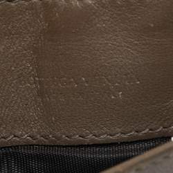 Pre Owned Bottega Veneta Brown/Yellow Intrecciato Leather Zip Card Holder