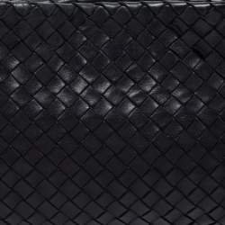 Pre Owned Bottega Veneta Black Intrecciato Leather Duo Shoulder Bag