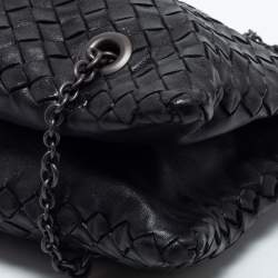 Pre Owned Bottega Veneta Black Intrecciato Leather Duo Shoulder Bag