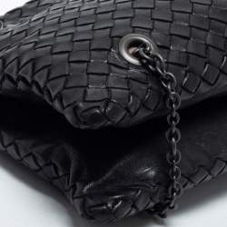 Pre Owned Bottega Veneta Black Intrecciato Leather Duo Shoulder Bag