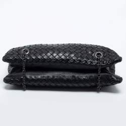 Pre Owned Bottega Veneta Black Intrecciato Leather Duo Shoulder Bag