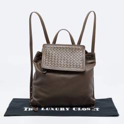 Pre Owned Bottega Veneta Brown Intrecciato Leather Backpack