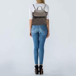 Pre Owned Bottega Veneta Brown Intrecciato Leather Backpack