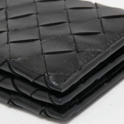 مملوكة مسبقًا Bottega Veneta Black Intrecciato Leather Wallet On Strap