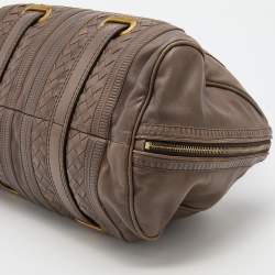 مملوكة مسبقًا Bottega Veneta Grey Intrecciato Leather Accordion Satchel 