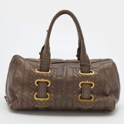 مملوكة مسبقًا Bottega Veneta Grey Intrecciato Leather Accordion Satchel 