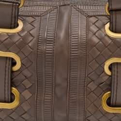 مملوكة مسبقًا Bottega Veneta Grey Intrecciato Leather Accordion Satchel 