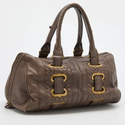 مملوكة مسبقًا Bottega Veneta Grey Intrecciato Leather Accordion Satchel 