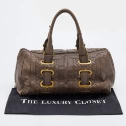 مملوكة مسبقًا Bottega Veneta Grey Intrecciato Leather Accordion Satchel 