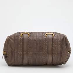 مملوكة مسبقًا Bottega Veneta Grey Intrecciato Leather Accordion Satchel 