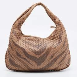 Pre Owned Bottega Veneta Beige Intrecciato Leather Hobo