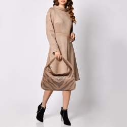 Pre Owned Bottega Veneta Beige Intrecciato Leather Hobo