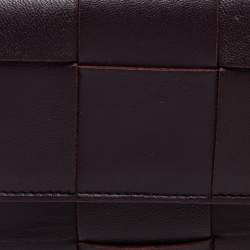Pre Owned Bottega Veneta Dark Burgundy Leather Cassette Wallet