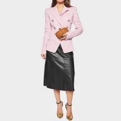 Pre Owned Bottega Veneta Apricot Leather Studded Knot Clutch