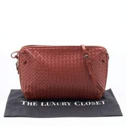 Pre Owned Bottega Veneta Brown Intrecciato Leather Nodini Shoulder Bag