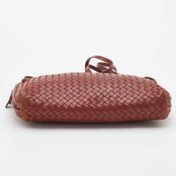 Pre Owned Bottega Veneta Brown Intrecciato Leather Nodini Shoulder Bag