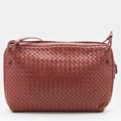 Pre Owned Bottega Veneta Brown Intrecciato Leather Nodini Shoulder Bag