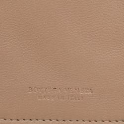 Pre Owned Bottega Veneta Beige Intrecciato Leather Long Compact Wallet