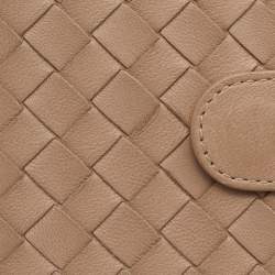 Pre Owned Bottega Veneta Beige Intrecciato Leather Long Compact Wallet