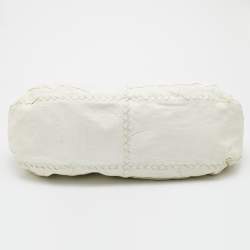 Pre Owned Bottega Veneta White Leather Shopping Tote