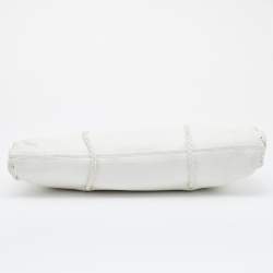 Pre Owned Bottega Veneta White Leather Braided Edge Satchel