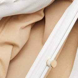 Pre Owned Bottega Veneta White Leather Braided Edge Satchel