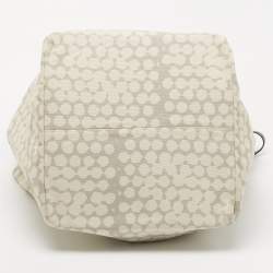 Pre Owned Bottega Veneta Cream/Grey Canvas Maxi All Over Tote