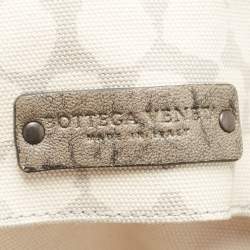 Pre Owned Bottega Veneta Cream/Grey Canvas Maxi All Over Tote