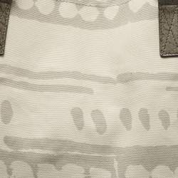 Pre Owned Bottega Veneta Cream/Grey Canvas Maxi All Over Tote